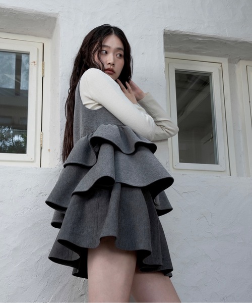 I_am（アイアム）の「structured flare knit skirt / ストラクチャードフレアニットスカート（スカート・レディース・ブラック/アイボリー/グレー・FREE）」の9枚目の写真