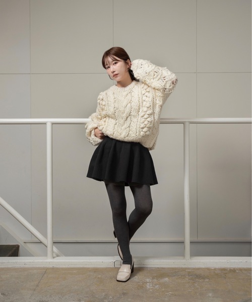 I_am（アイアム）の「structured flare knit skirt / ストラクチャードフレアニットスカート（スカート・レディース・ブラック/アイボリー/グレー・FREE）」の16枚目の写真