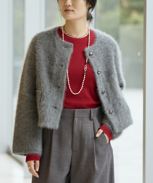 IENA LA BOUCLE ファーニットジャケット 25AW 定価49500 IENA LA BOUCLE ファーニットジャケット（ニット/セーター）｜IENA LA