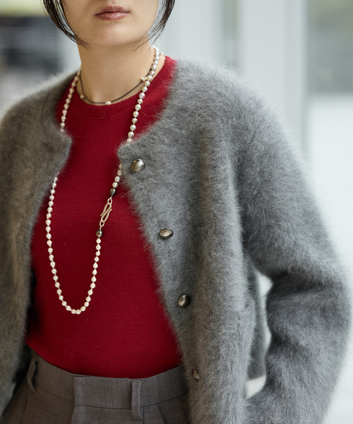 IENA LA BOUCLE ファーニットジャケット 25AW 定価49500 セール】IENA LA BOUCLE ファーニットジャケット（ニット/セーター