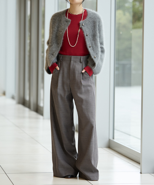 IENA LA BOUCLE(イエナラブークル)の「IENA LA BOUCLE ファーニットジャケット(ニット/セーター・レディース・チャコールグレー/ホワイト・FREE)」の7枚目の写真