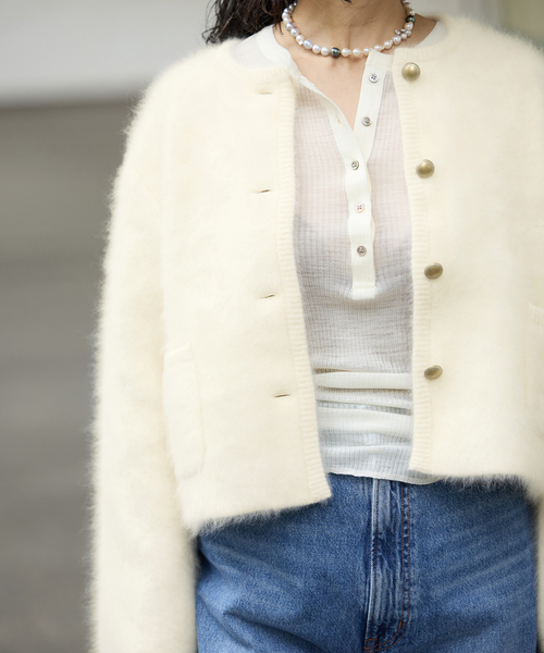 IENA LA BOUCLE ファーニットジャケット 25AW 定価49500 IENA LA BOUCLE ファーニットジャケット（ニット/セーター）｜IENA LA