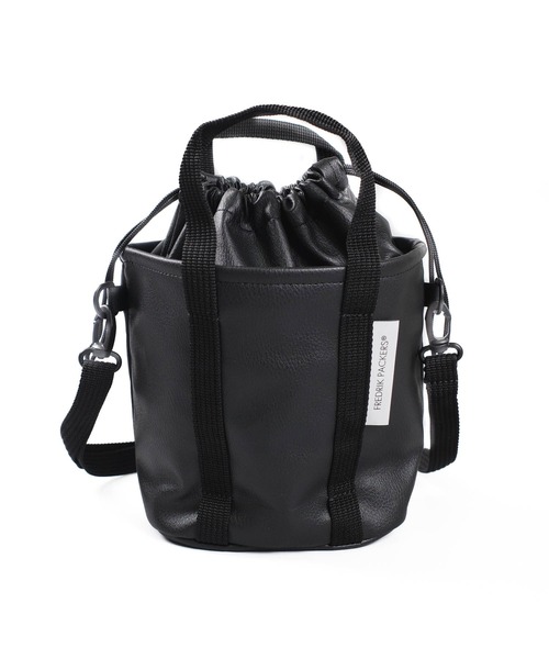 FREDRIK PACKERS(フレドリックパッカーズ)の「【FREDRIK PACKERS】DRAWSTRING MINI TOTE ECO LEATHER ドローストリング ミニ トート エコ レザー(トートバッグ・レディース・ブラック・FREE)」の6枚目の写真
