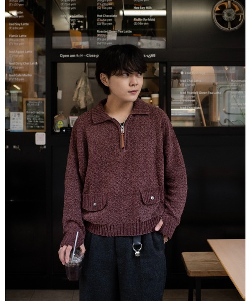 CIASU（シアス）の「短丈モールリブニット（ニット/セーター・メンズ・グリーン/ブラック/ブラウン・MEDIUM/LARGE）」の13枚目の写真