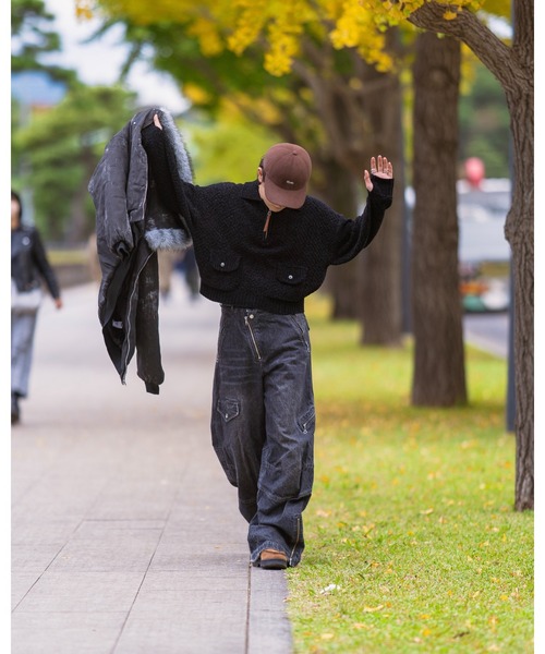 CIASU（シアス）の「短丈モールリブニット（ニット/セーター・メンズ・グリーン/ブラック/ブラウン・MEDIUM/LARGE）」の6枚目の写真