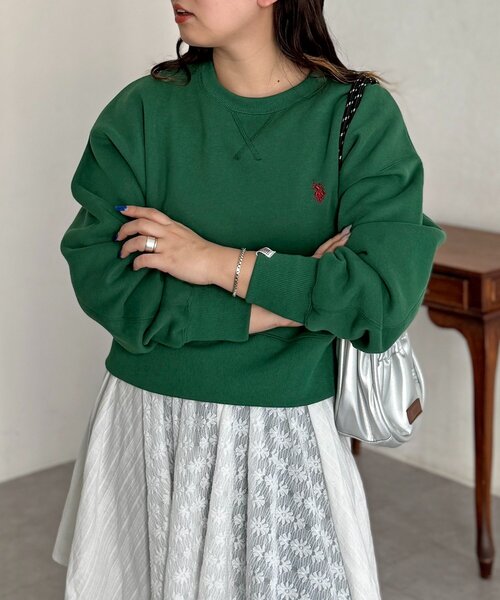 U.S. POLO ASSN.(ユーエスポロアッスン)の「クロップド裏起毛プルオーバー(スウェット・レディース・レッド/グリーン/ブラック/グレー系その他/グレー・FREE)」の5枚目の写真