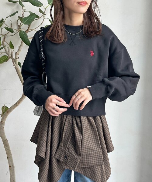 U.S. POLO ASSN.(ユーエスポロアッスン)の「クロップド裏起毛プルオーバー(スウェット・レディース・レッド/グリーン/ブラック/グレー系その他/グレー・FREE)」の10枚目の写真