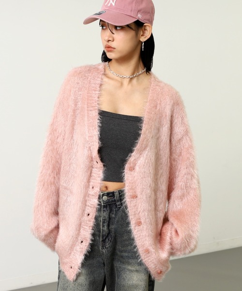 ANAP（アナップ）の「ラメシャギーニットカーディガン（カーディガン/ボレロ・レディース・ブラウン/ピンク/グレー・F）」の3枚目の写真