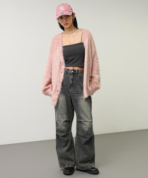 ANAP（アナップ）の「ラメシャギーニットカーディガン（カーディガン/ボレロ・レディース・ブラウン/ピンク/グレー・F）」の4枚目の写真