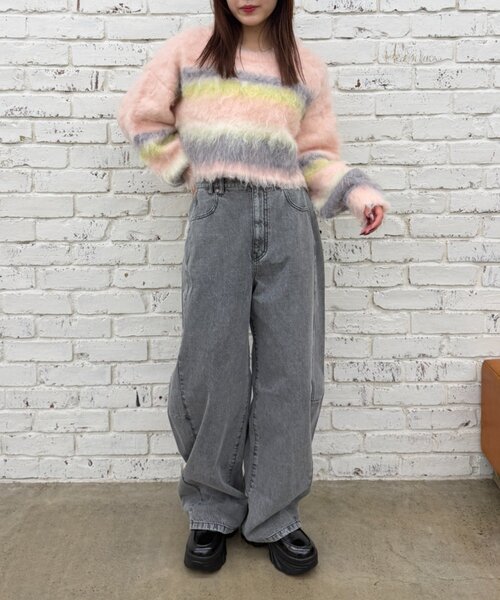 w closet（ダブルクローゼット）の「星ポケットカーブデニム（デニムパンツ・レディース・ブラウン/カーキ/グレー・SMALL/MEDIUM）」の7枚目の写真