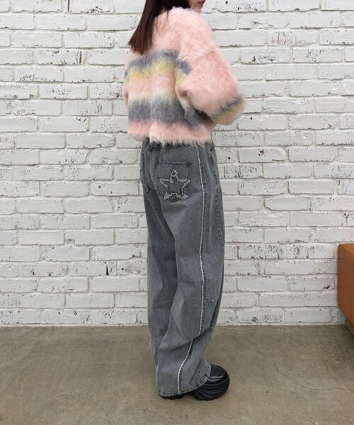 w closet（ダブルクローゼット）の「星ポケットカーブデニム（デニムパンツ・レディース・ブラウン/カーキ/グレー・SMALL/MEDIUM）」の8枚目の写真