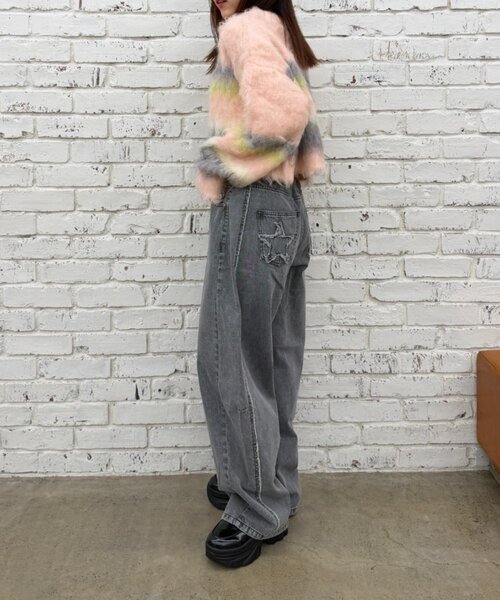 w closet（ダブルクローゼット）の「星ポケットカーブデニム（デニムパンツ・レディース・ブラウン/カーキ/グレー・SMALL/MEDIUM）」の10枚目の写真