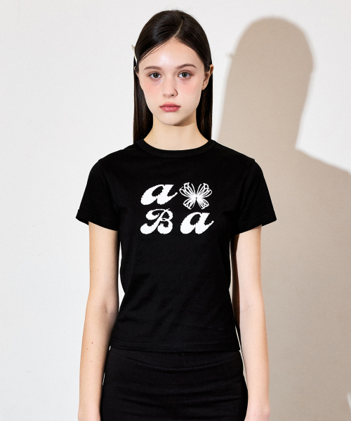 VETEZE(ベテゼ)の「オブにABAスタリボンハーフTシャツ(ブラック)(Tシャツ/カットソー・レディース・ブラック・SMALL/MEDIUM)」の2枚目の写真