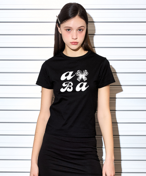 VETEZE(ベテゼ)の「オブにABAスタリボンハーフTシャツ(ブラック)(Tシャツ/カットソー・レディース・ブラック・SMALL/MEDIUM)」の4枚目の写真