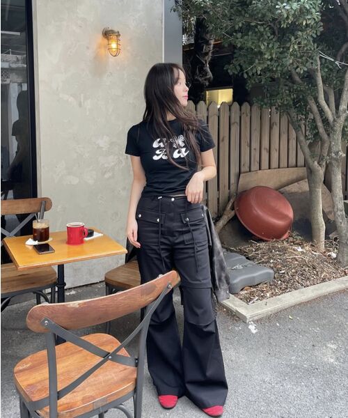 VETEZE(ベテゼ)の「オブにABAスタリボンハーフTシャツ(ブラック)(Tシャツ/カットソー・レディース・ブラック・SMALL/MEDIUM)」の9枚目の写真