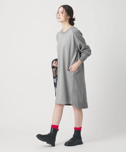 BEAUTY&YOUTH UNITED ARROWS（ビューティーアンドユースユナイテッドアローズ）の「【WEB限定】スウェット×ニット コンビワンピース ウォッシャブル（ワンピース・レディース・ダークグレー/ベージュ/グレー系・FREE）」の7枚目の写真