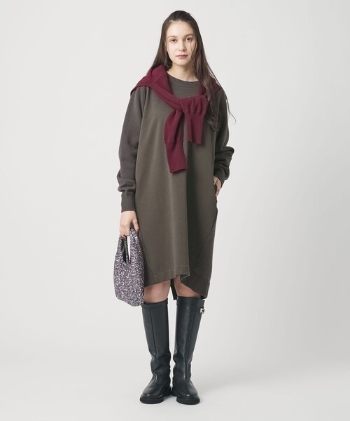 BEAUTY&YOUTH UNITED ARROWS（ビューティーアンドユースユナイテッドアローズ）の「【WEB限定】スウェット×ニット コンビワンピース ウォッシャブル（ワンピース・レディース・ダークグレー/ベージュ/グレー系・FREE）」の11枚目の写真