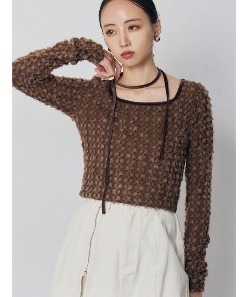 MURUA(ムルーア)の「リボンタイフェザートップス(Tシャツ/カットソー・レディース・ブラック/ブラウン/ホワイト・FREE)」の3枚目の写真