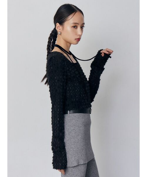 MURUA(ムルーア)の「リボンタイフェザートップス(Tシャツ/カットソー・レディース・ブラック/ブラウン/ホワイト・FREE)」の7枚目の写真