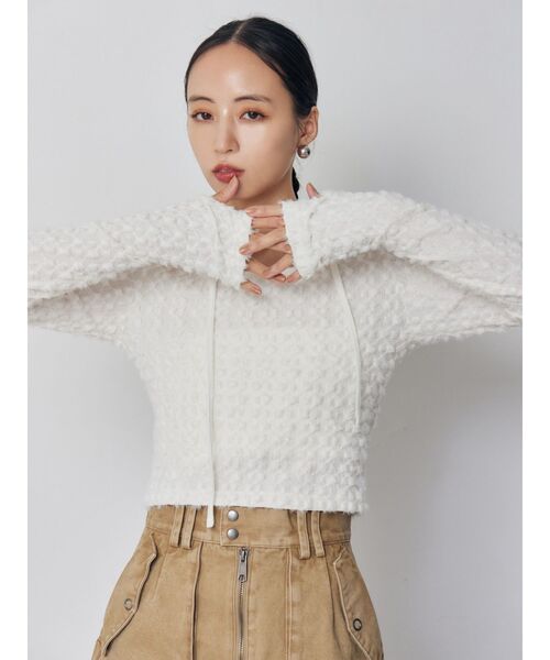 MURUA(ムルーア)の「リボンタイフェザートップス(Tシャツ/カットソー・レディース・ブラック/ブラウン/ホワイト・FREE)」の12枚目の写真