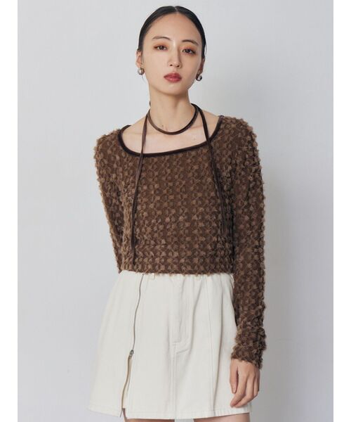 MURUA(ムルーア)の「リボンタイフェザートップス(Tシャツ/カットソー・レディース・ブラック/ブラウン/ホワイト・FREE)」の15枚目の写真