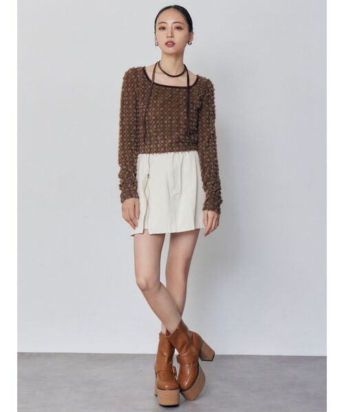 MURUA(ムルーア)の「リボンタイフェザートップス(Tシャツ/カットソー・レディース・ブラック/ブラウン/ホワイト・FREE)」の16枚目の写真