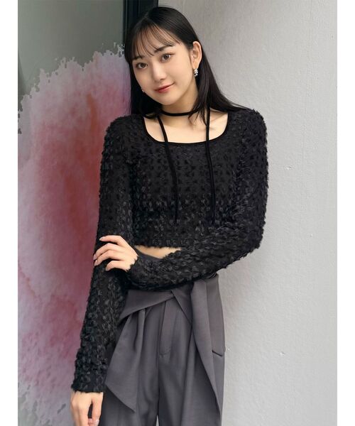 MURUA(ムルーア)の「リボンタイフェザートップス(Tシャツ/カットソー・レディース・ブラック/ブラウン/ホワイト・FREE)」の19枚目の写真