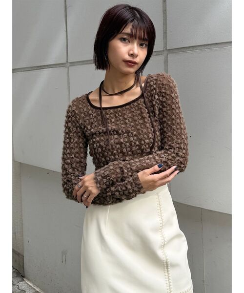 MURUA(ムルーア)の「リボンタイフェザートップス(Tシャツ/カットソー・レディース・ブラック/ブラウン/ホワイト・FREE)」の22枚目の写真