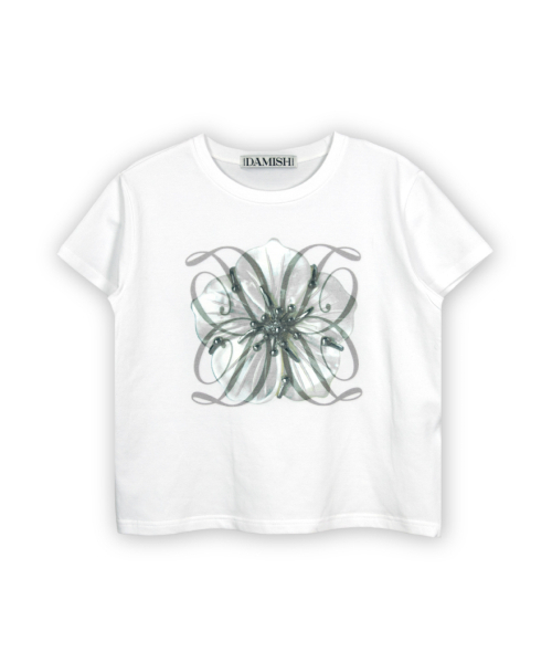 DAMISH（ダミシュ）の「フラワーディロゴTシャツ_ホワイト（Tシャツ/カットソー・レディース・その他・FREE）」の3枚目の写真
