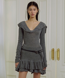 THEPORTA（ザ ポルタ）の「OFF-SHOULDER HOODED KNIT MINI DRESS, GREY（ワンピース）」