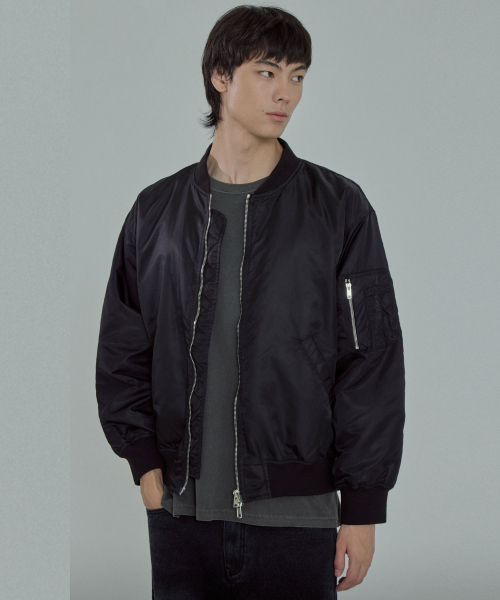 春/秋バージョン]ユニセックスオーバーサイズMA-1ブラック(VER - 2