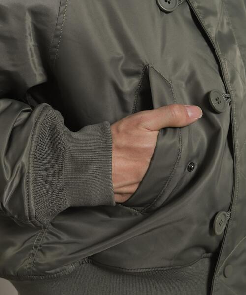 LUCY(ルーシー)の「LUCY/ナイロンスタンドブルゾン(ミリタリージャケット・メンズ・カーキ/ブラック・MEDIUM/LARGE)」の7枚目の写真