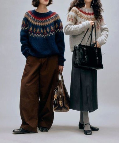 gossip！ロサンゼルス（ゴシップロサンゼルス）の「ノルディックパターン ルーズニット（ニット/セーター・レディース・グレー/ネイビー・FREE）」の20枚目の写真