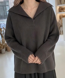 セーラーカラー風リブニット