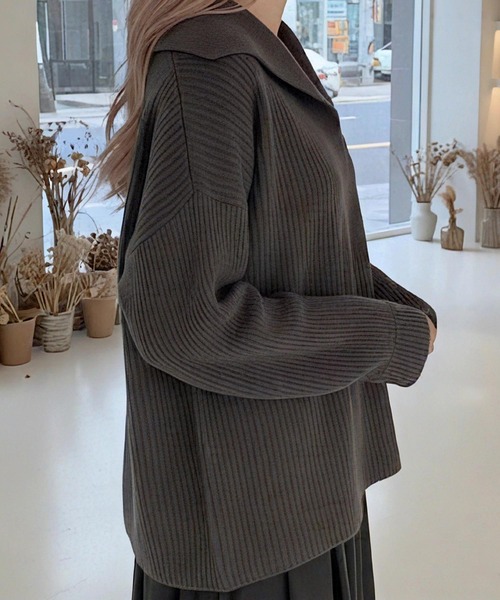 cammie(キャミー)の「セーラーカラー風リブニット(ニット/セーター・レディース・アイボリー/ダークアッシュ・F)」の8枚目の写真