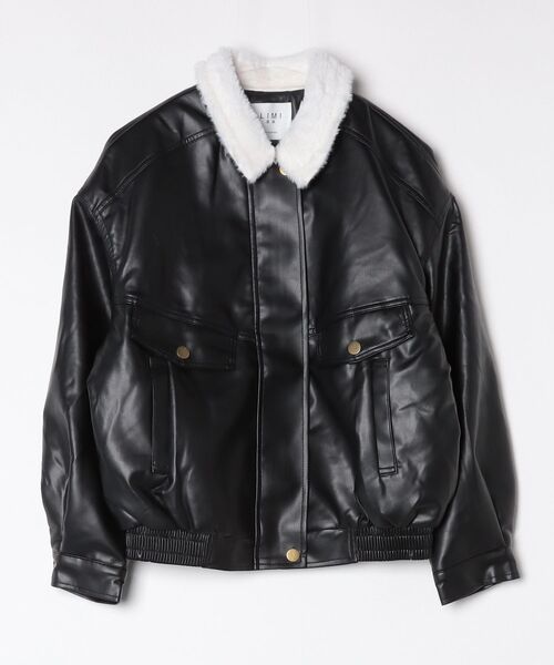 FREE STYLISTS(フリー スタイリスト)の「YUGA_YGMC Lapel fleece-lined leather jacket(ブルゾン・レディース・ブラック/ブラウン・FREE)」の13枚目の写真