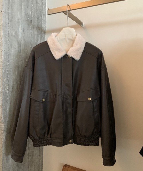 FREE STYLISTS(フリー スタイリスト)の「YUGA_YGMC Lapel fleece-lined leather jacket(ブルゾン・レディース・ブラック/ブラウン・FREE)」の10枚目の写真