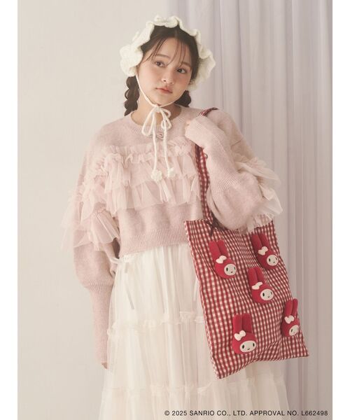 ギンガムもこもこマイメロトート / gingham Fluffy My Melody Tote bag