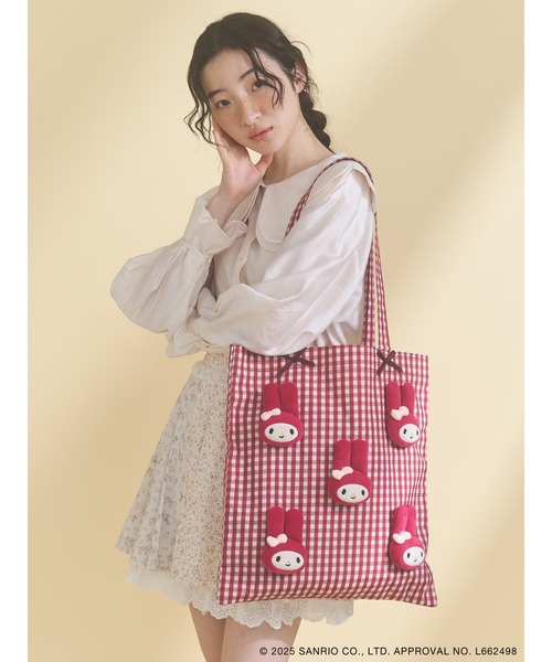 merry jenny（メリージェニー）の「ギンガムもこもこマイメロトート / gingham Fluffy My Melody Tote bag（トートバッグ・レディース・レッド・FREE）」の11枚目の写真
