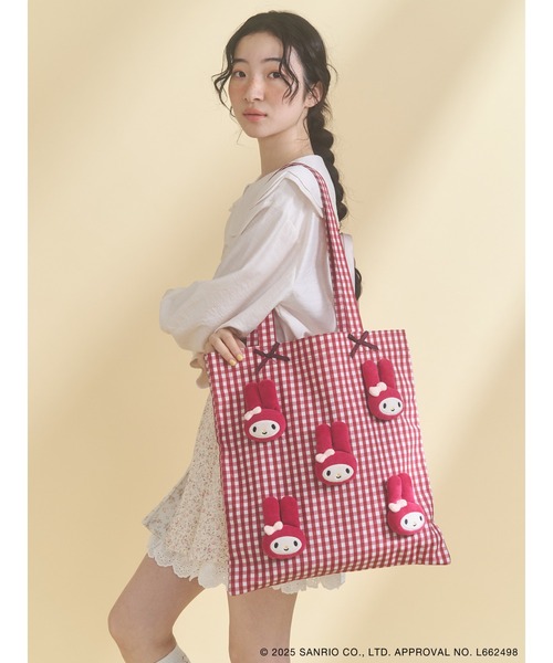 merry jenny（メリージェニー）の「ギンガムもこもこマイメロトート / gingham Fluffy My Melody Tote bag（トートバッグ・レディース・レッド・FREE）」の13枚目の写真