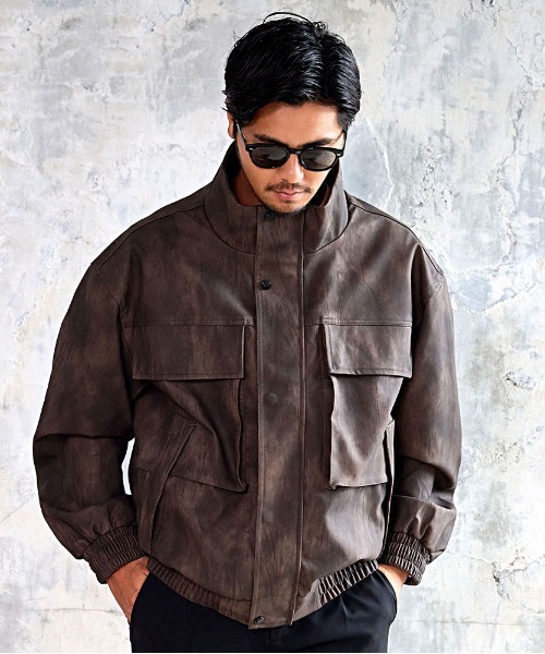 CavariA(キャバリア)の「『CavariA/キャバリア』PUスタンドJKT(ブルゾン・メンズ・ブラック/ブラウン・M/L)」の1枚目の写真