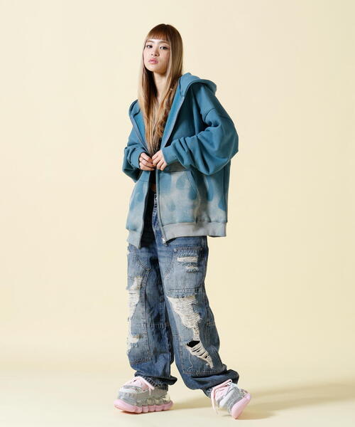 SIS（エスアイエス）の「SIS/エスアイエス/Fire Pattern Zip Hoodie（パーカー・レディース・グレー/ブルー・F）」の21枚目の写真