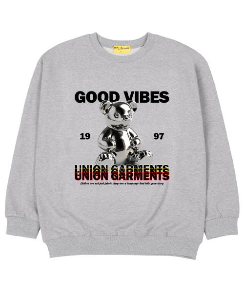 Union Garments(ユニオンガーメンツ)の「グッドバイブガーメンツ 裏毛 オーバーサイズ スウェット グレー(スウェット・レディース・その他・MEDIUM/LARGE/X-LARGE/XX-LARGE)」の1枚目の写真