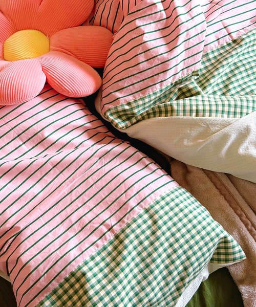 Casselini(キャセリーニ)の「Casselini HOME(キャセリーニ ホーム)パッチワーク布団カバー(寝具・レディース・ピンク/レッド/ベージュ/ミント・FREE)」の9枚目の写真
