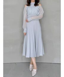 MERCURYDUO | 異素材ドッキングプリーツフレアニットワピース(ワンピース)