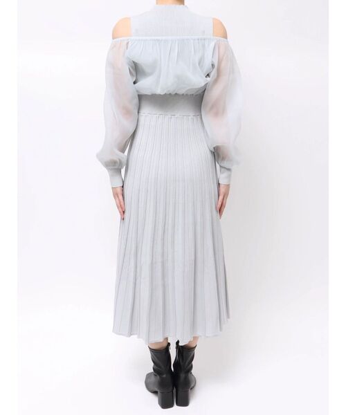 MERCURYDUO(マーキュリーデュオ)の「異素材ドッキングプリーツフレアニットワンピース(ワンピース・レディース・アイボリー/ライトグレー/ブラック・SMALL/MEDIUM)」の11枚目の写真