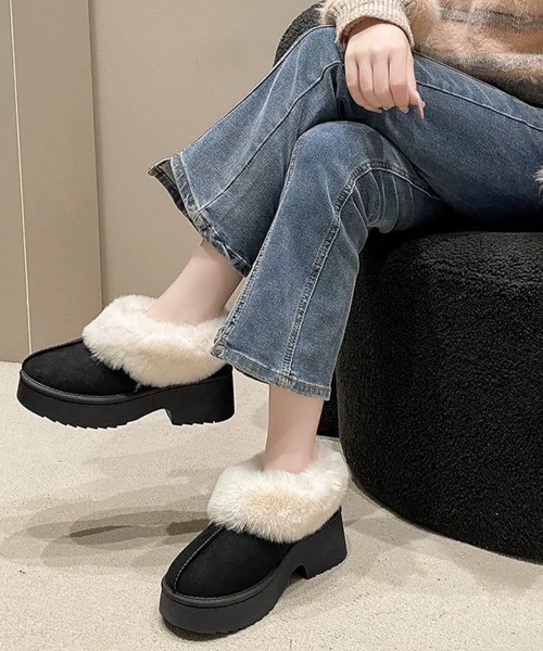Miniministore(ミニミニストア)の「スエード調 ショートムートンブーツ厚底靴(ブーツ・レディース・ブラック/キャメル・25.0cm/24.5cm/24.0cm/23.0cm/23.5cm)」の11枚目の写真