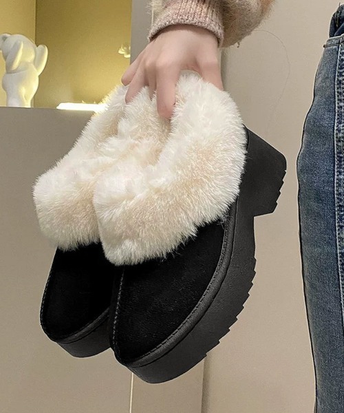 Miniministore(ミニミニストア)の「スエード調 ショートムートンブーツ厚底靴(ブーツ・レディース・ブラック/キャメル・25.0cm/24.5cm/24.0cm/23.0cm/23.5cm)」の13枚目の写真