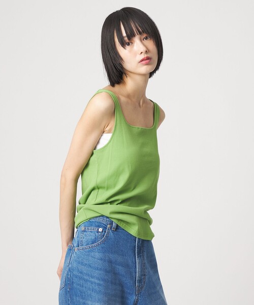 EMMEL REFINES（エメルリファインズ）の「＜EMMEL REFINES＞EM テレコスクエア タンクトップ（タンクトップ・レディース・ライトブルー/ケリーグリーン/レッド・FREE）」の4枚目の写真