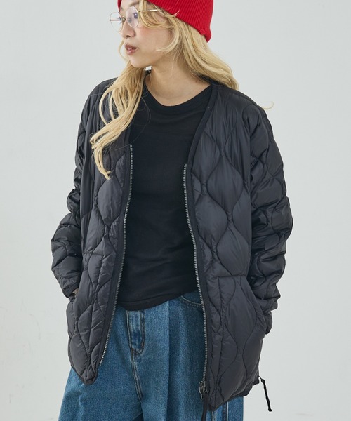 TAION】ミリタリー Vネック Wジップ ダウンジャケット / ブルゾン